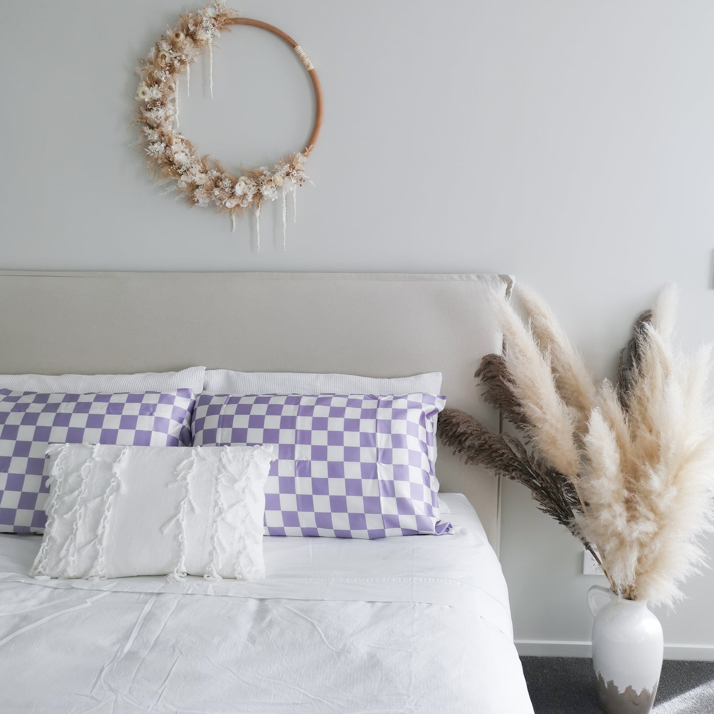 SilkyHead Pillowcase - Checkered Lavender
