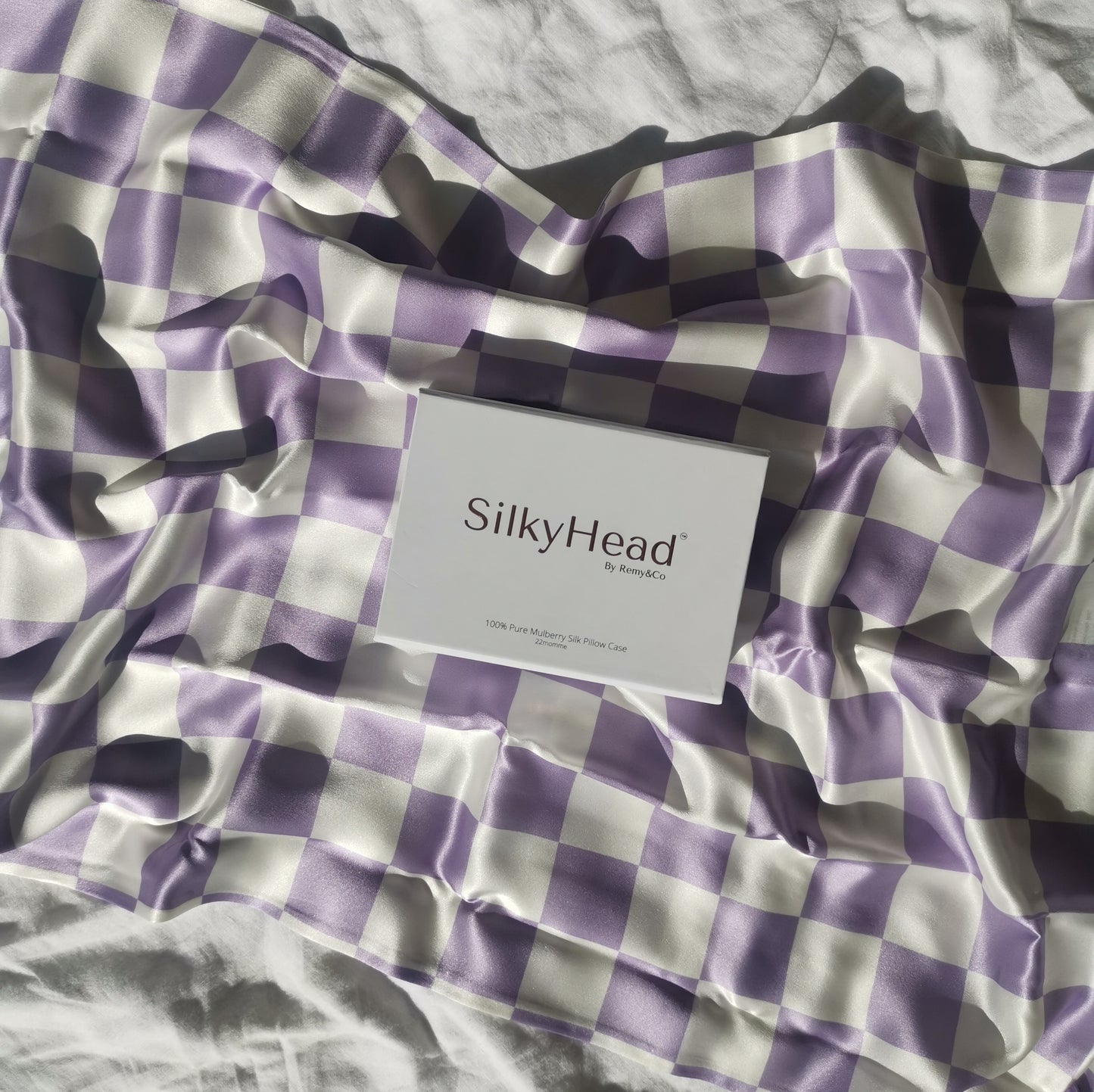 SilkyHead Pillowcase - Checkered Lavender