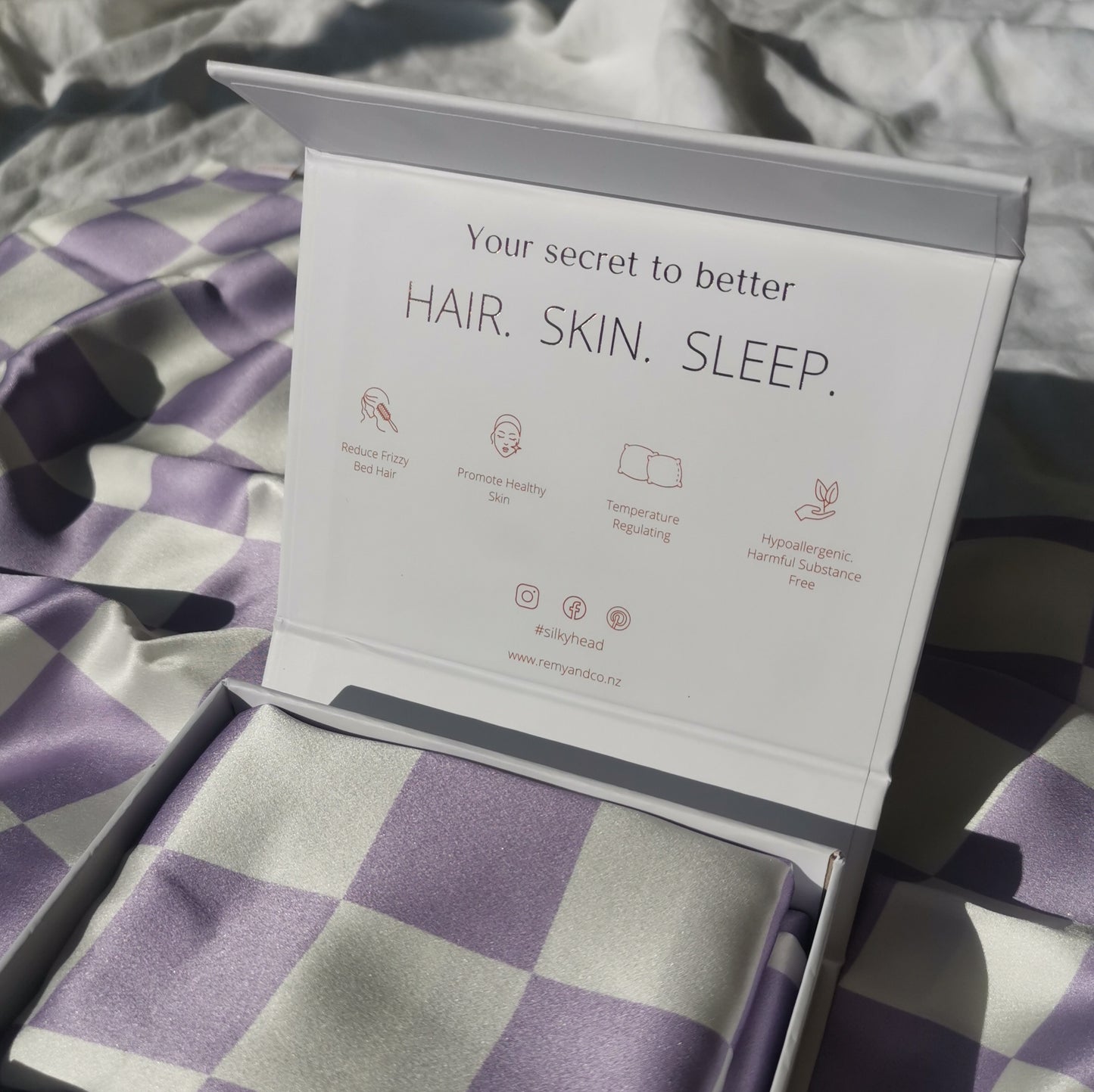 SilkyHead Pillowcase - Checkered Lavender