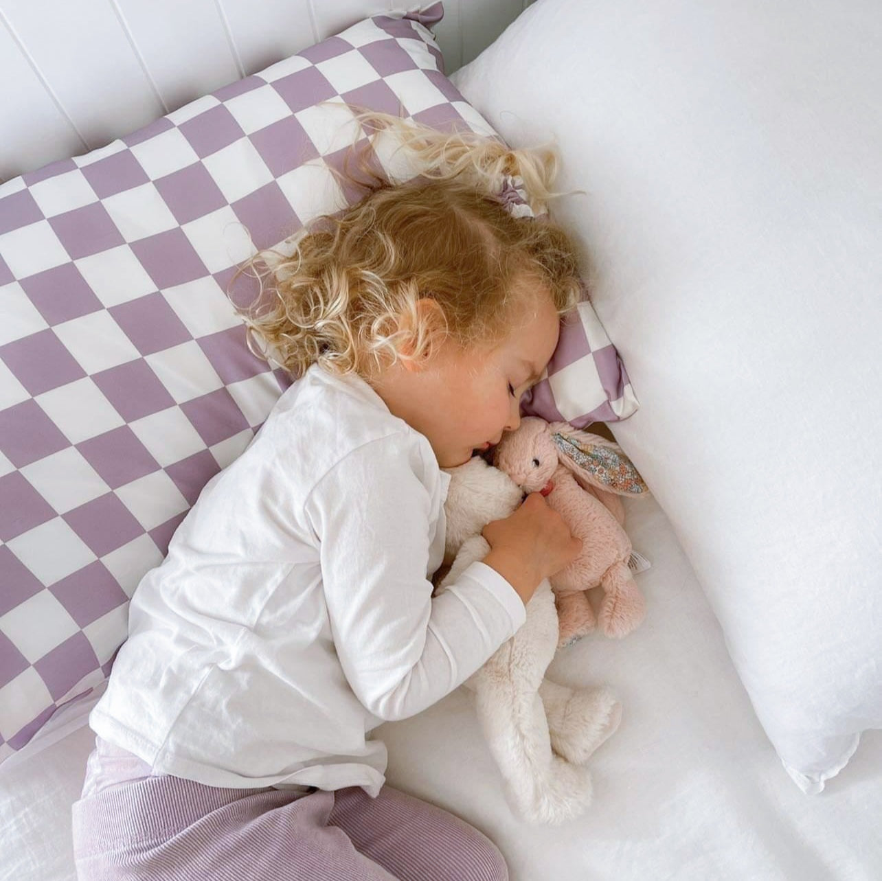 SilkyHead Pillowcase - Checkered Lavender