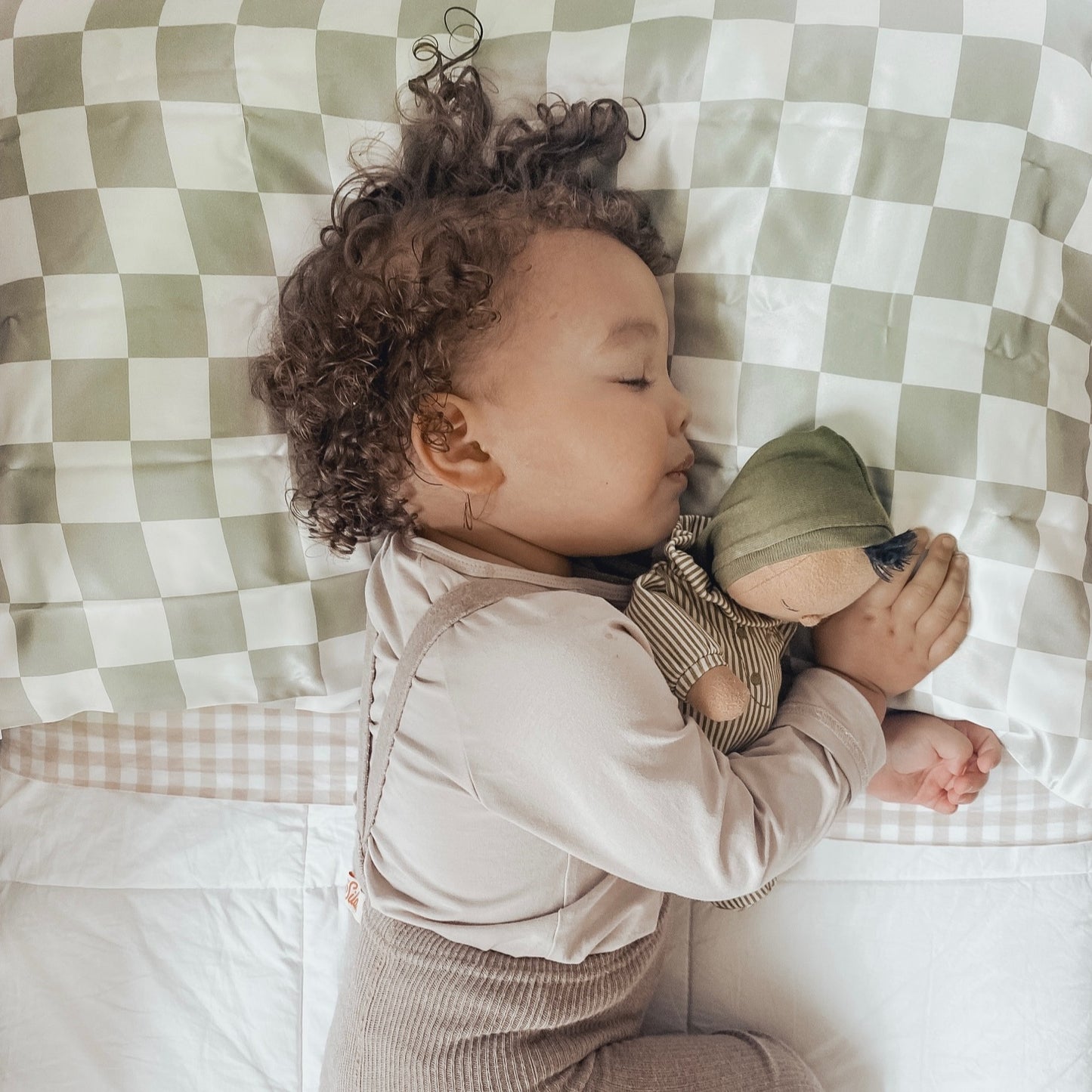 SilkyHead Pillowcase - Checkered Sage